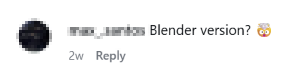 Instagram comment requesting Pushr for Blender