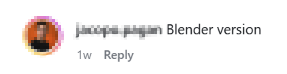 Instagram comment requesting Pushr for Blender