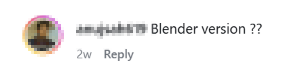 Instagram comment requesting Pushr for Blender