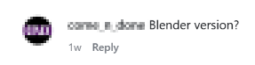 Instagram comment requesting Pushr for Blender