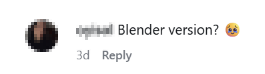 Instagram comment requesting Pushr for Blender