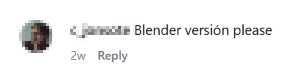 Instagram comment requesting Pushr for Blender