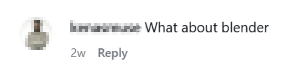 Instagram comment requesting Pushr for Blender