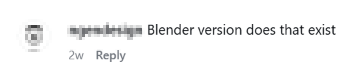 Instagram comment requesting Pushr for Blender