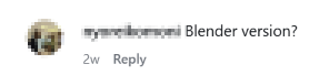 Instagram comment requesting Pushr for Blender