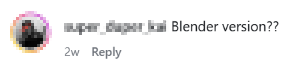 Instagram comment requesting Pushr for Blender