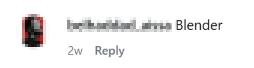 Instagram comment requesting Pushr for Blender