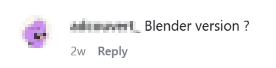 Instagram comment requesting Pushr for Blender