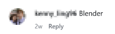 Instagram comment requesting Pushr for Blender
